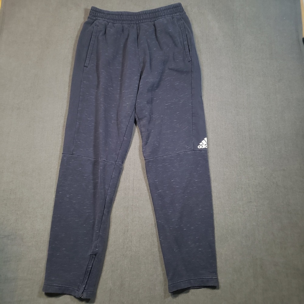 Adidas Sweatpants Mens Small Navy Blue Space Dye Ankle Zip Joggers